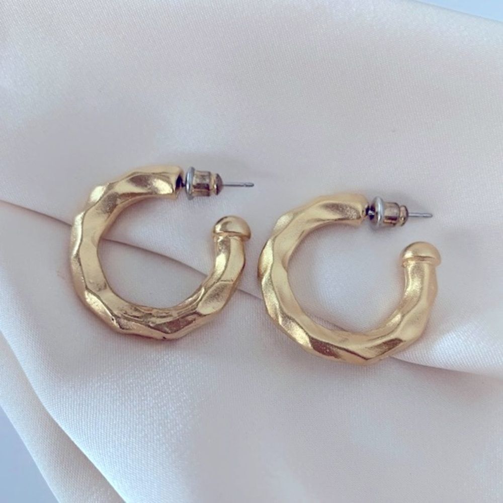 Matte Gold C Hoop Earrings